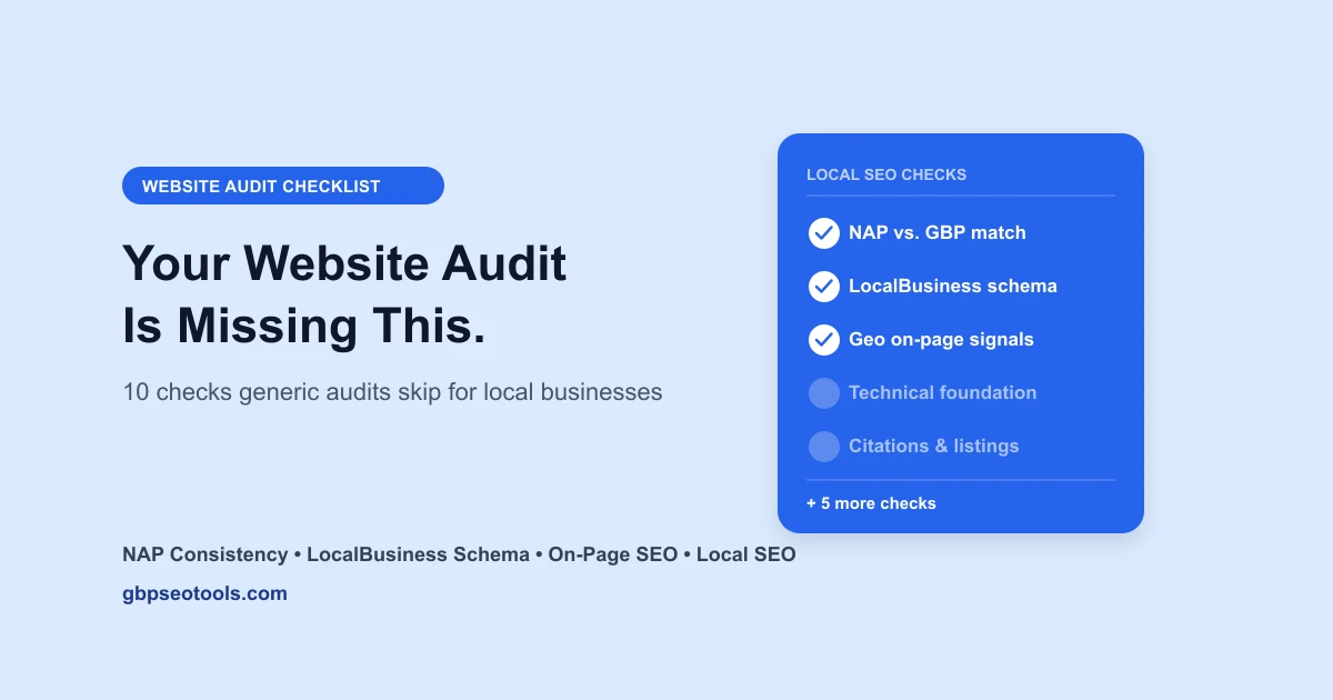 Website Audit Checklist for Local Businesses (2026) Website Audit Checklist for Local Businesses (2026)