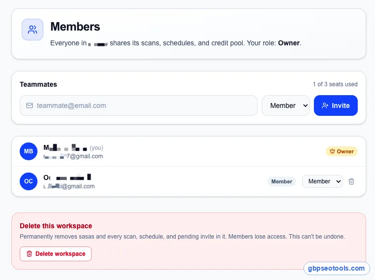 Glocavo workspace members and roles