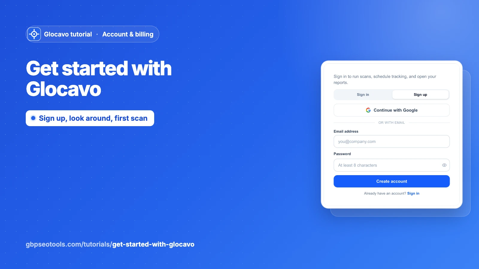 Get started with Glocavo
