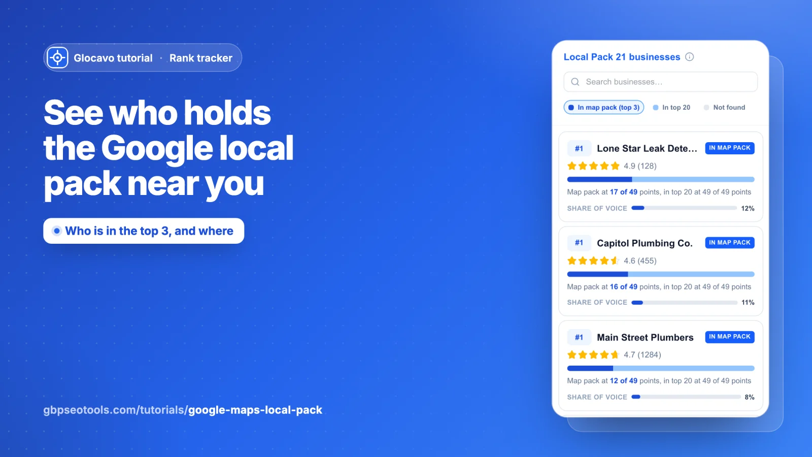 See who holds the Google local pack near you